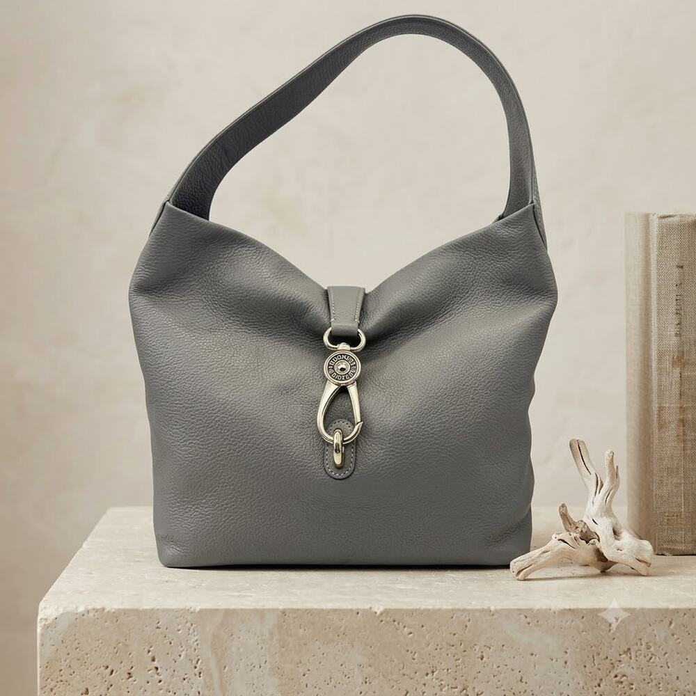 Dooney & Bourke Pebble Grain Logo Lock Hobo Bag - Elephant